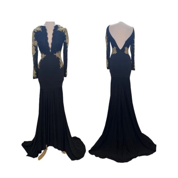 Vintage Dresses & Skirts - Vintage Black and Gold Mini Dress